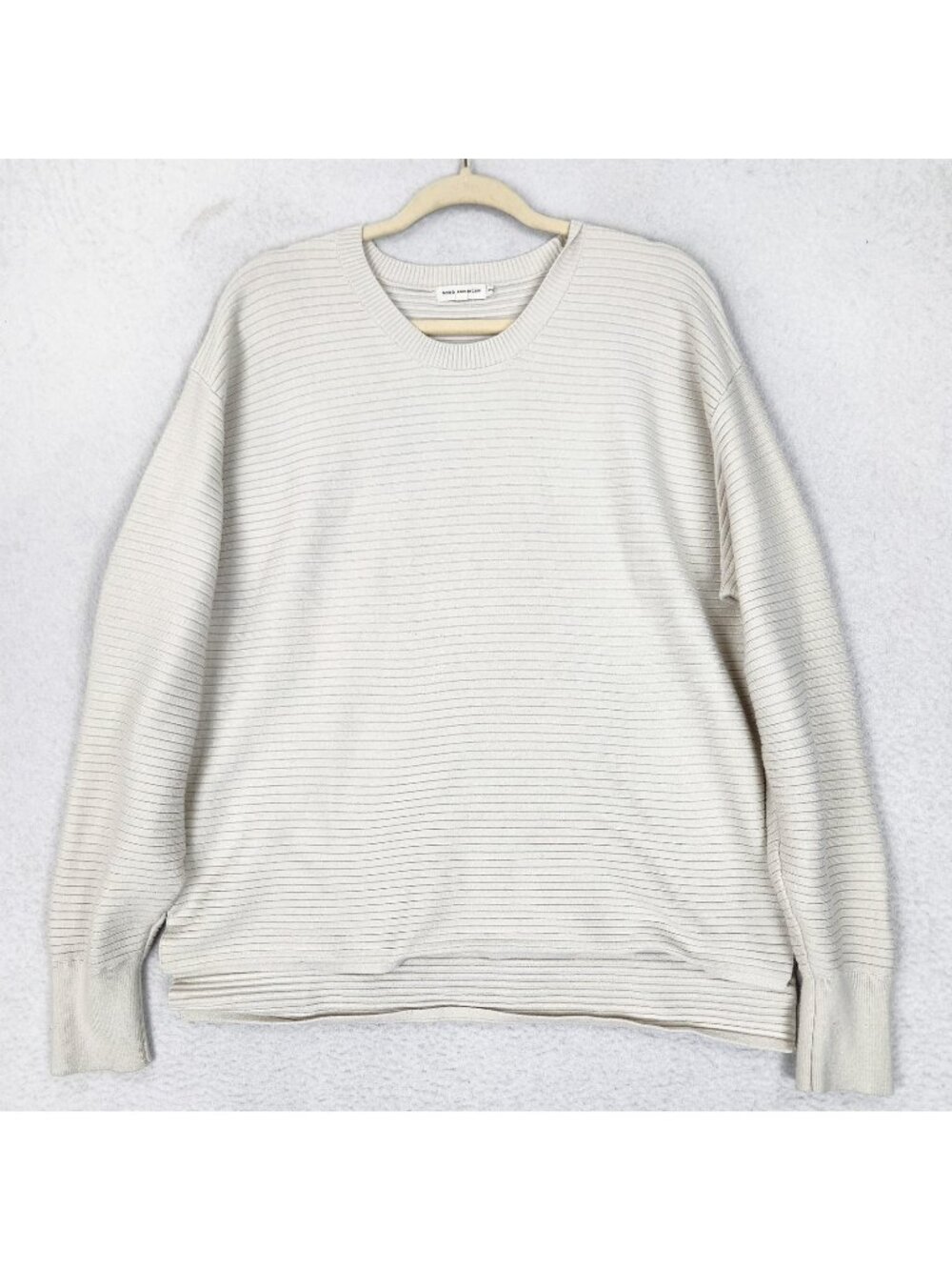 Good American Sweater Womens 3 Large Off White Ribbed Crew Neck Pullover